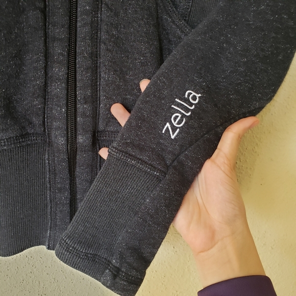 Zella Charcoal Grey Hoodie Sweatshirt w Zipper - Picture 5 of 10